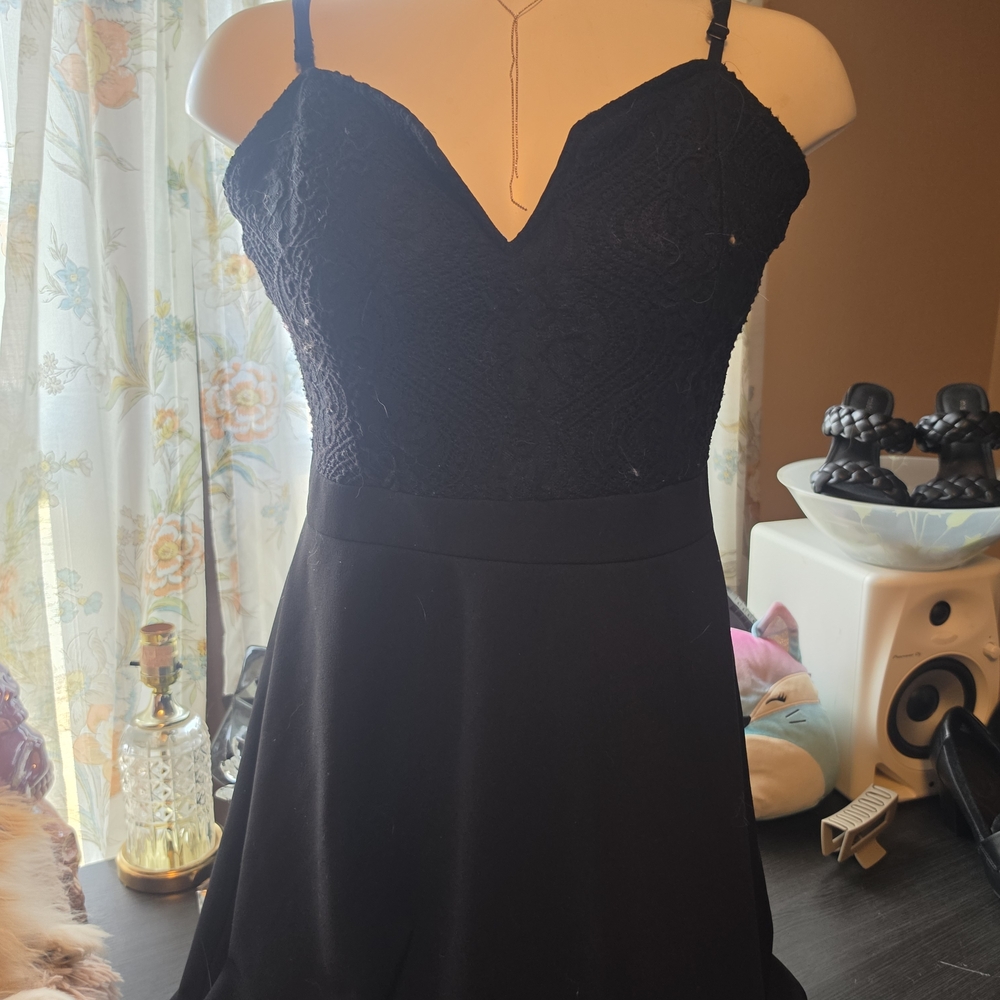 Black Lace Bust A-Line Dress